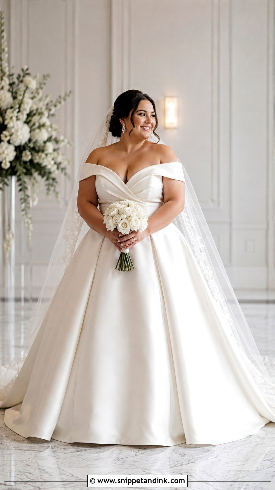 Plus Size Off Shoulder Ball Gown Wedding Dress - Snippet and Ink - 20 Big Size Wedding Dress Ideas