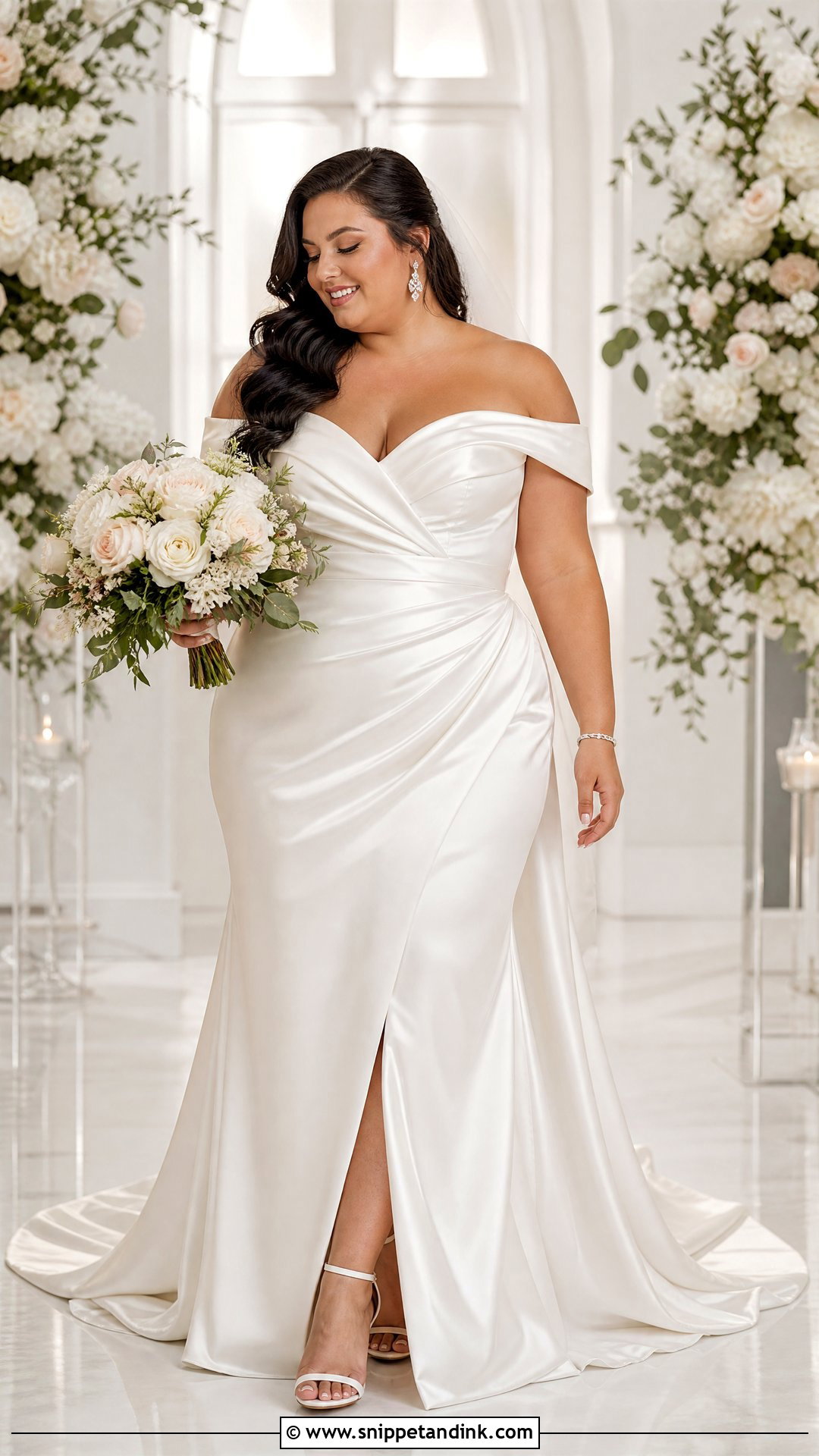 Plus Size Off Shoulder Bridal Dress - Snippet and Ink - 25 Plus Size Bridal Dresses