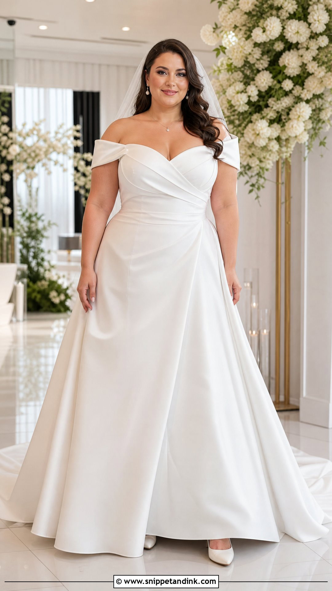 Plus Size Off Shoulder Bridal Gown - Snippet and Ink - 20 Plus Size Bridal Gowns
