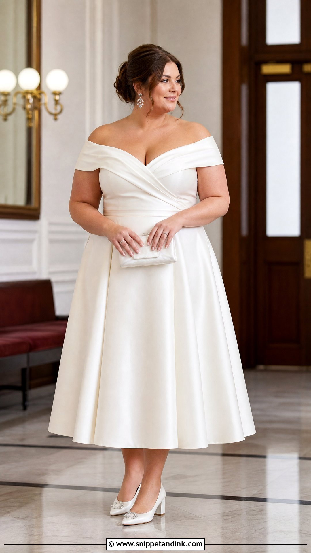 Plus Size Off Shoulder Civil Wedding Dress - Snippet and Ink - 25 Civil Wedding Dresses Plus Size