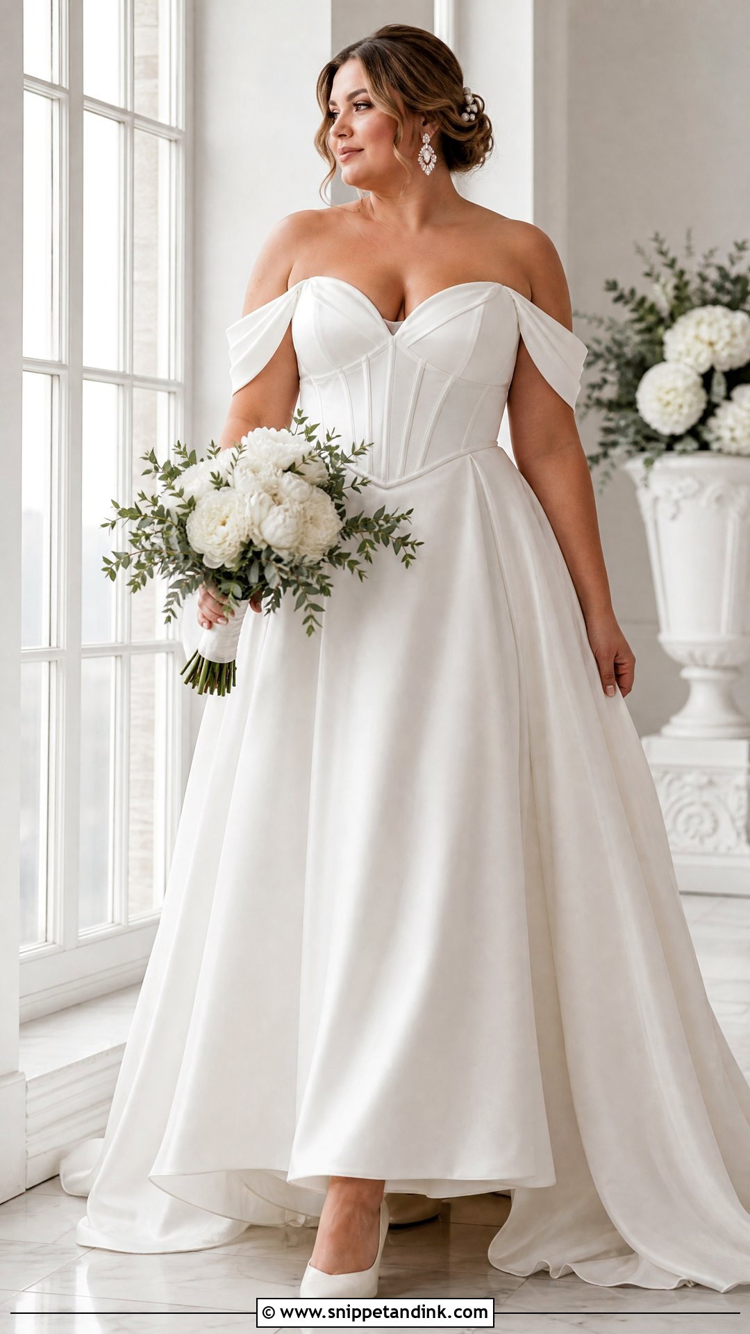 Plus Size Off Shoulder Corset Wedding Dress - Snippet and Ink - 20 Plus Size Corset Wedding Dress Ideas