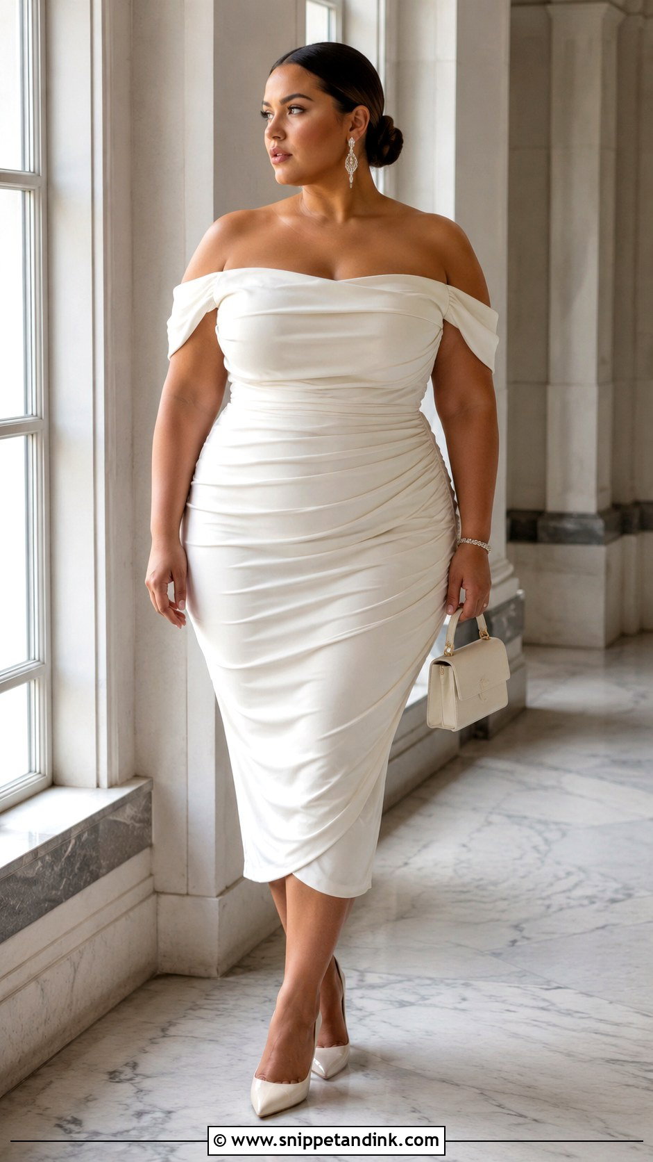 Plus Size Off Shoulder Courthouse Wedding Dress - Snippet and Ink - 20 Courthouse Wedding Dress Plus Size Ideas