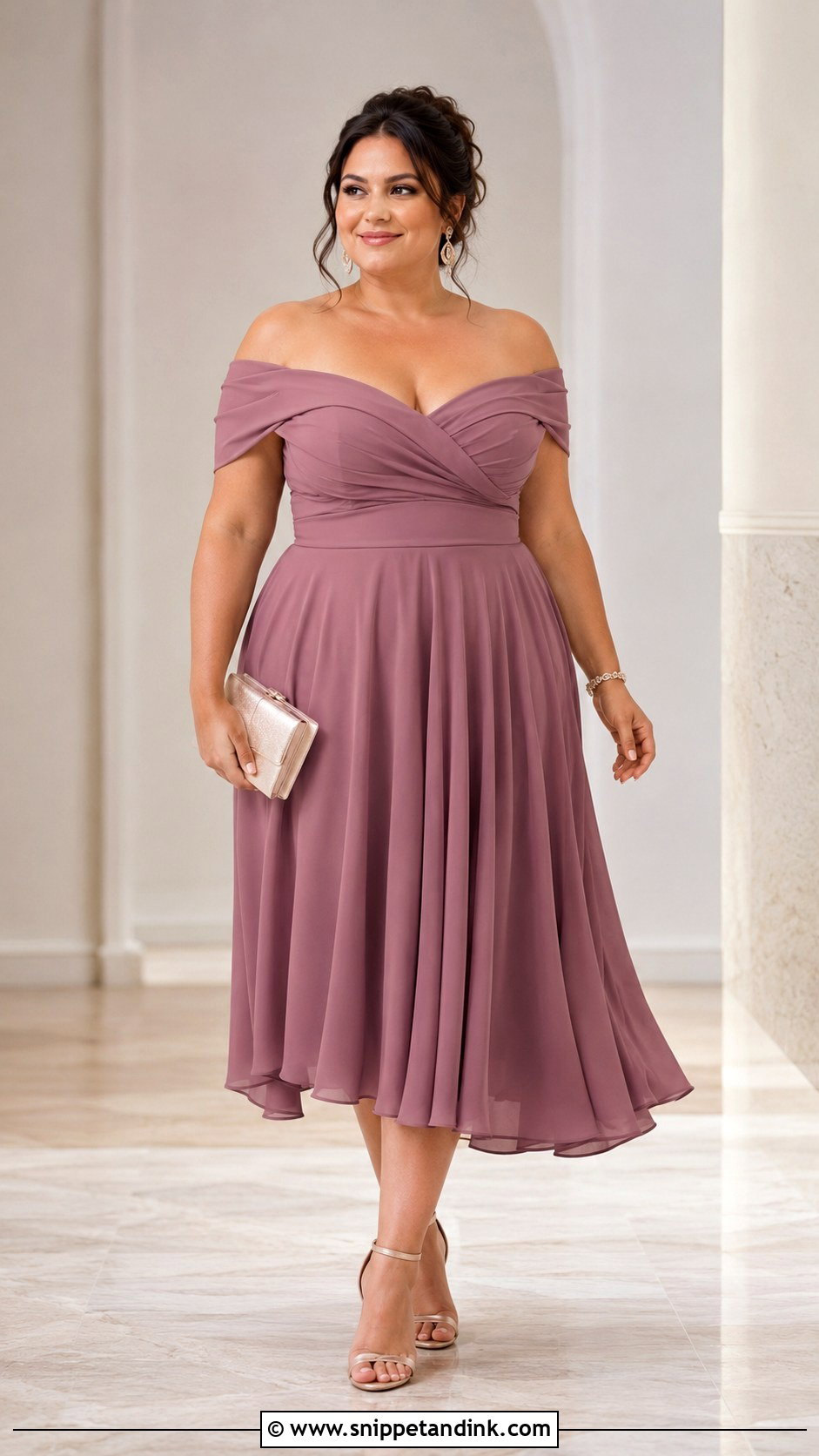 Plus Size Off Shoulder Dress Outfit - Snippet and Ink - 25 Plus Size Wedding Outfits
