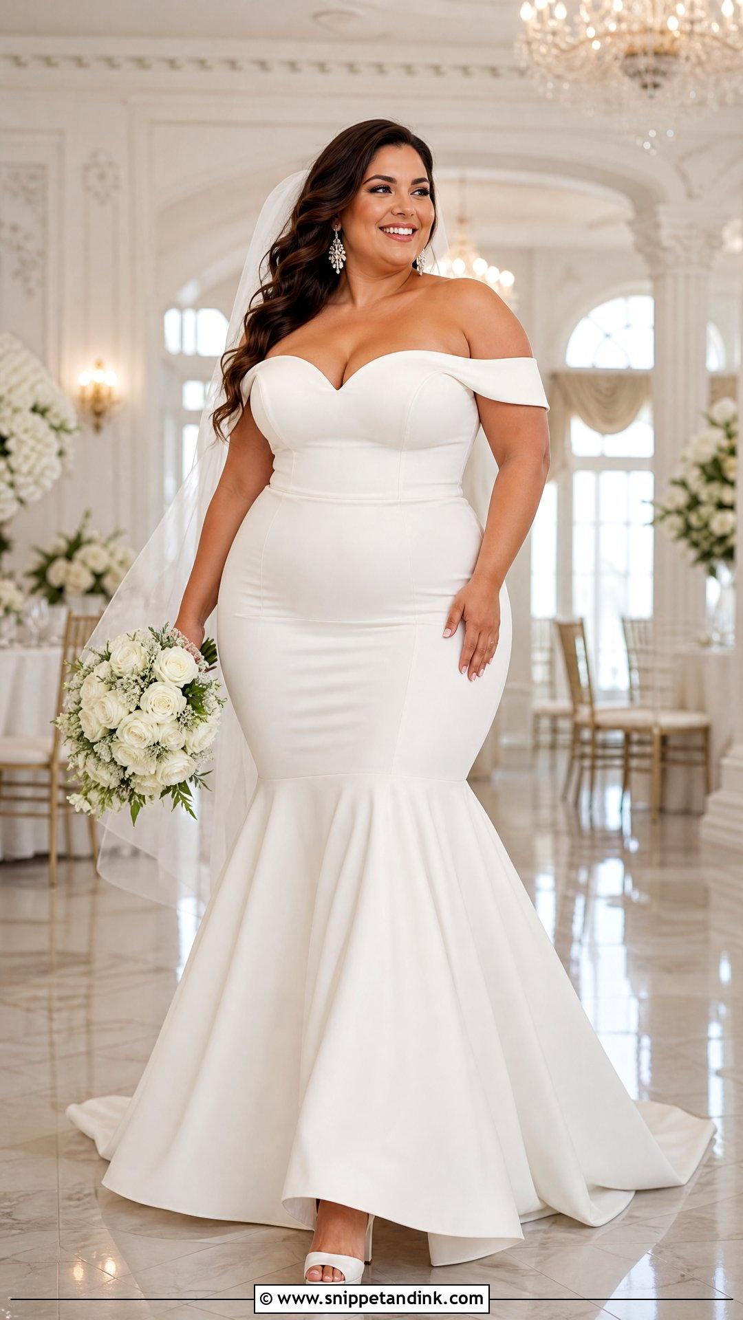 Plus Size Off Shoulder Mermaid Wedding Dress - Snippet and Ink - 20 Off Shoulder Mermaid Wedding Dress Ideas