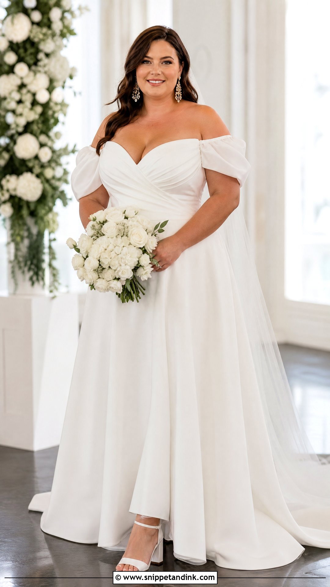 Plus Size Off Shoulder Puff Sleeve Wedding Dress - Snippet and Ink - 20 Off Shoulder Puff Sleeve Wedding Dress Ideas
