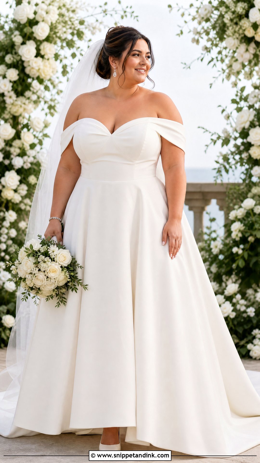 Plus Size Off Shoulder Wedding Dress - Snippet and Ink - 20 Wedding Dress for Plus Size Ideas
