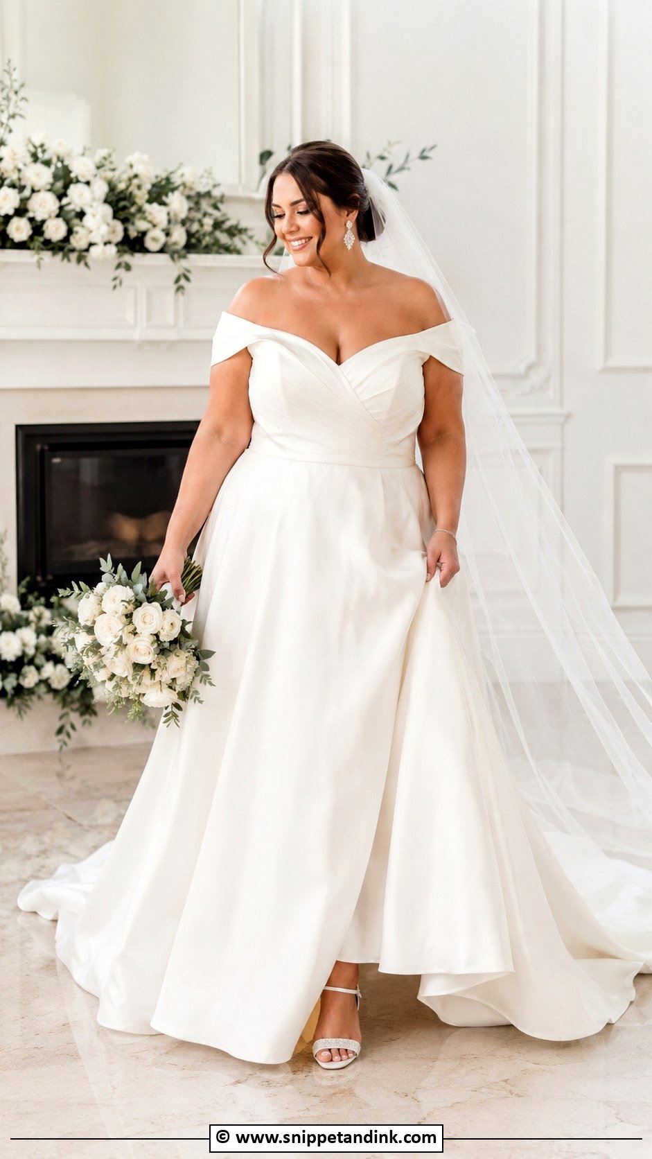 Plus Size Off The Shoulder Wedding Dress - Snippet and Ink - 35 Plus Size Wedding Dresses