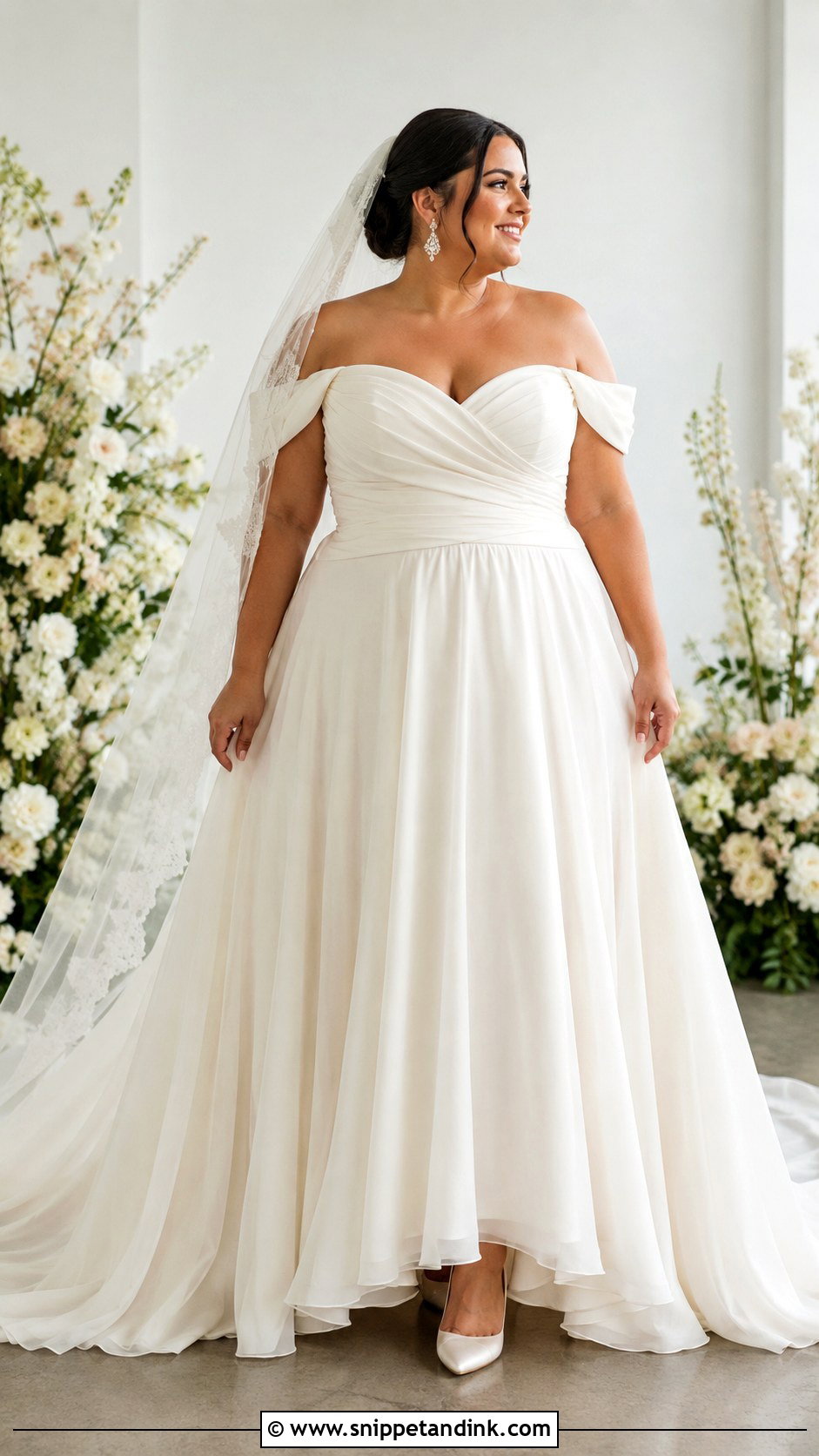 Plus Size Off The Shoulder Wedding Dress - Snippet and Ink - 30 Plus Size Wedding Gowns