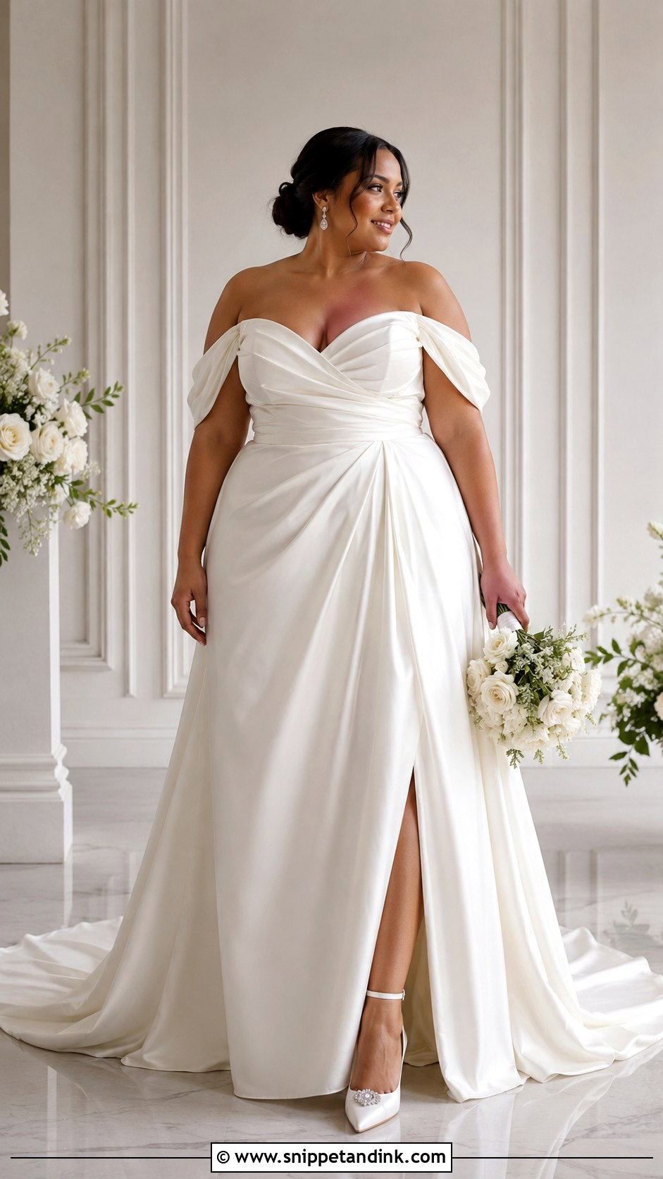 Plus Size Off The Shoulder Wedding Dress With Sleeves - Snippet and Ink - 25 Plus Size Wedding Dresses with Sleeves
