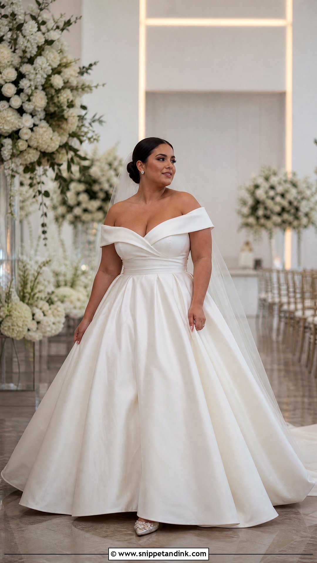 Plus Size Off the Shoulder Ball Gown Wedding Dress - Snippet and Ink - 20 Wedding Dresses for Curvy Brides Plus Size