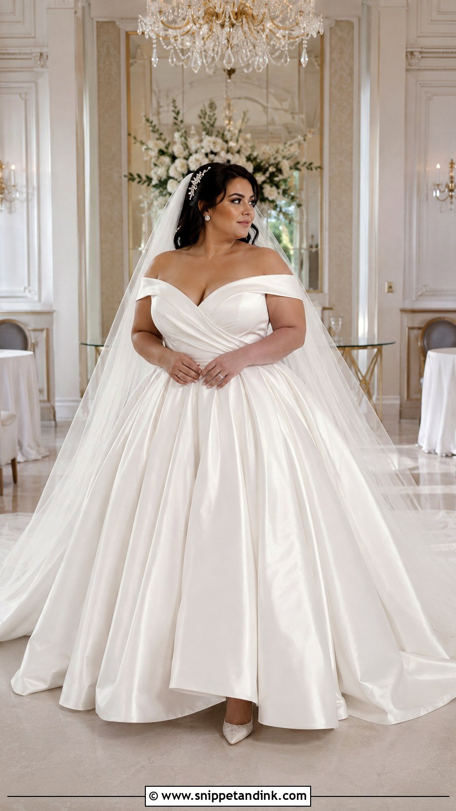 Plus Size Off the Shoulder Ball Gown - Snippet and Ink - 20 Elegant Plus Size Wedding Dress Curvy Bride Ideas