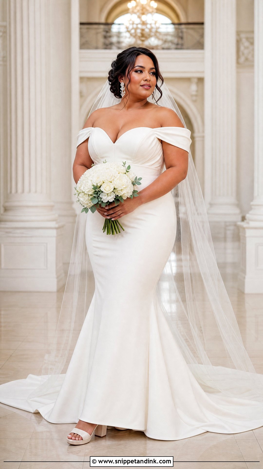 Plus Size Off the Shoulder Mermaid Wedding Dress - Snippet and Ink - 20 Off the Shoulder Mermaid Wedding Dress Ideas