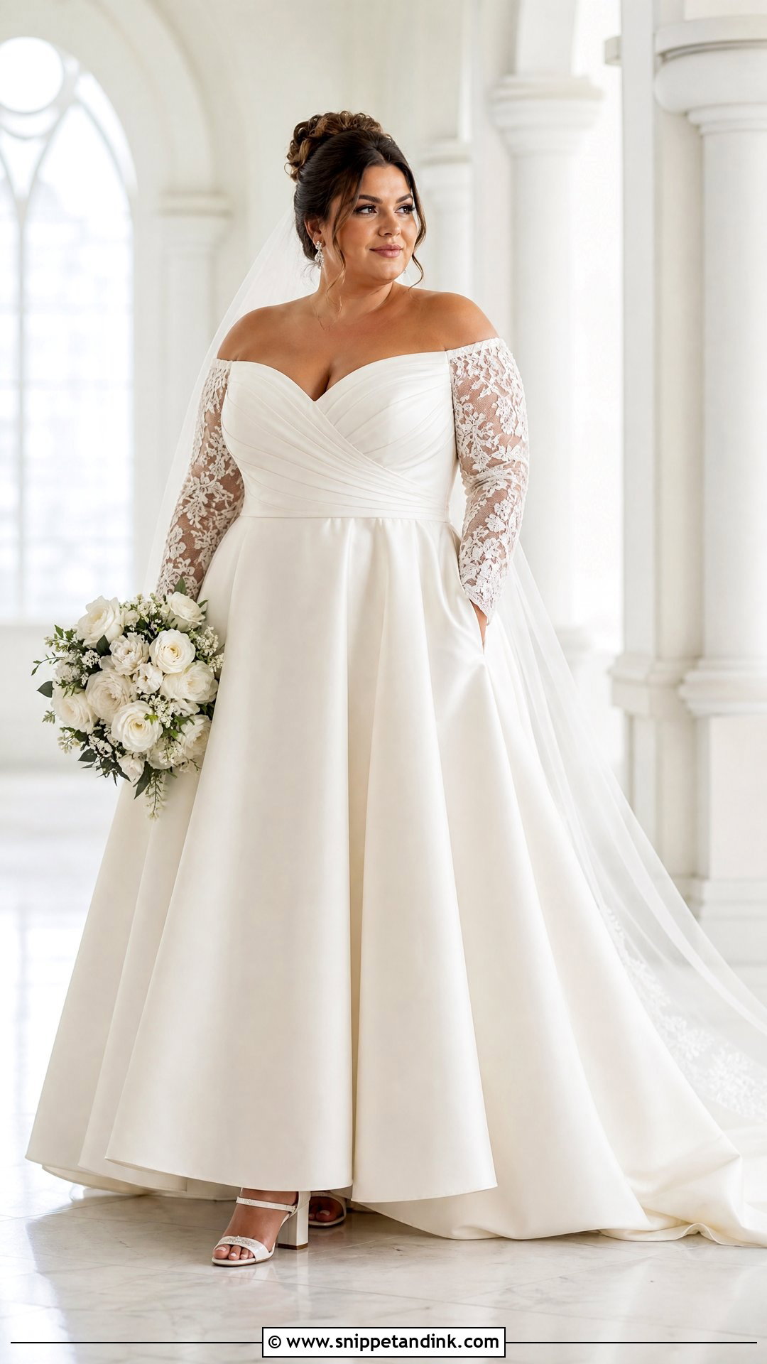 Plus Size Off the Shoulder Wedding Dress - Snippet and Ink - 20 Simple Long Wedding Dress with Off the Shoulder Sleeves