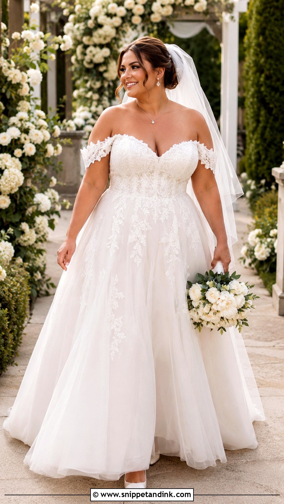 Plus Size Off the Shoulder Wedding Dress - Snippet and Ink - 20 Large Wedding Dress Ideas
