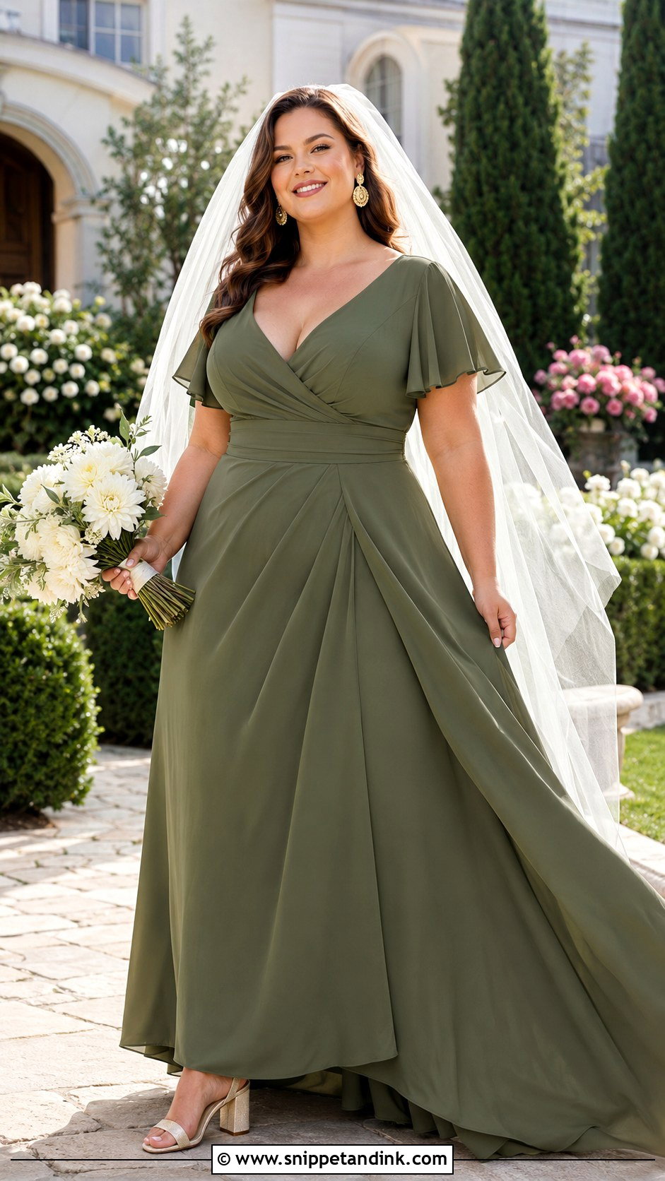 Plus Size Olive Green Wrap Wedding Dress - Snippet and Ink - 20 Olive Green Wedding Dress Ideas