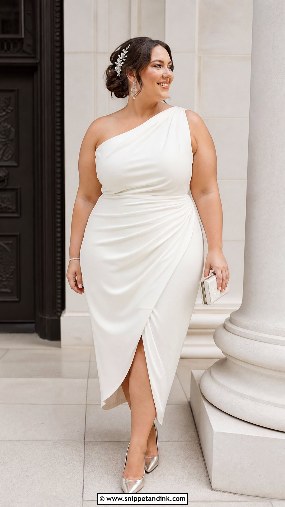 Plus Size One Shoulder Civil Wedding Dress - Snippet and Ink - 20 Plus Size Civil Wedding Dress Ideas