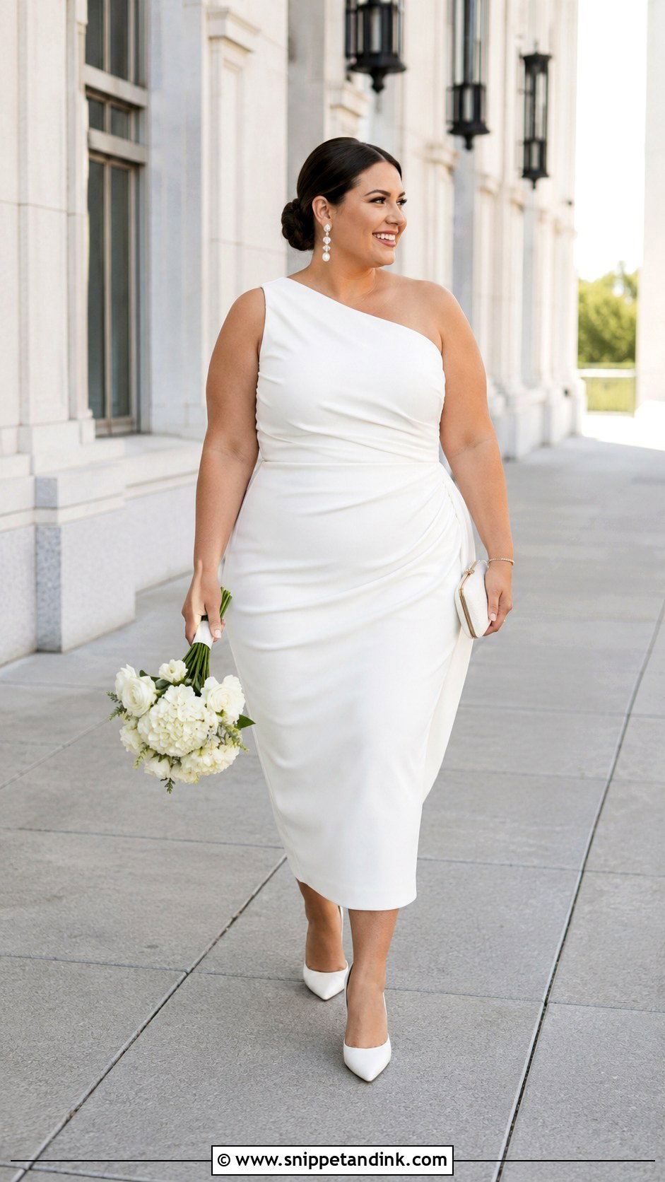 Plus Size One Shoulder Courthouse Wedding Dress - Snippet and Ink - 20 Courthouse Wedding Dress Plus Size Ideas