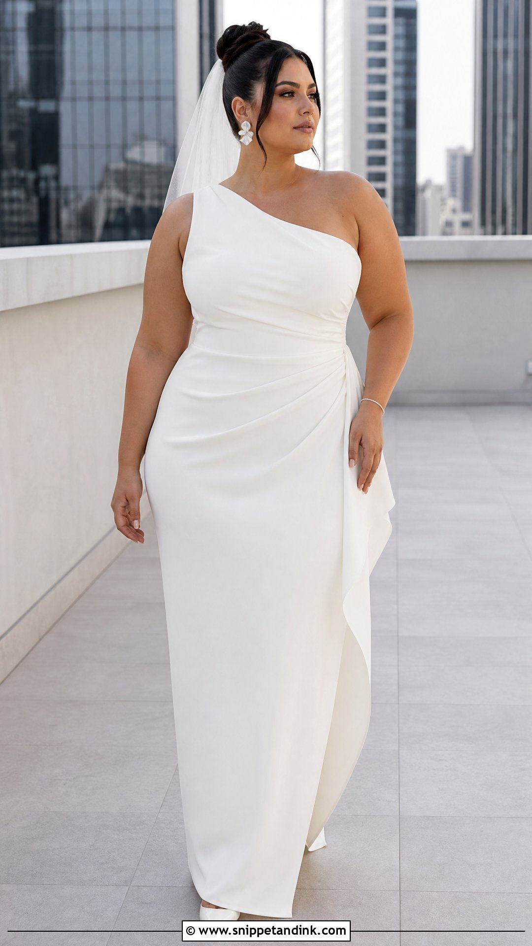 Plus Size One Shoulder Wedding Dress - Snippet and Ink - 20 Wedding Dress for Plus Size Women Ideas