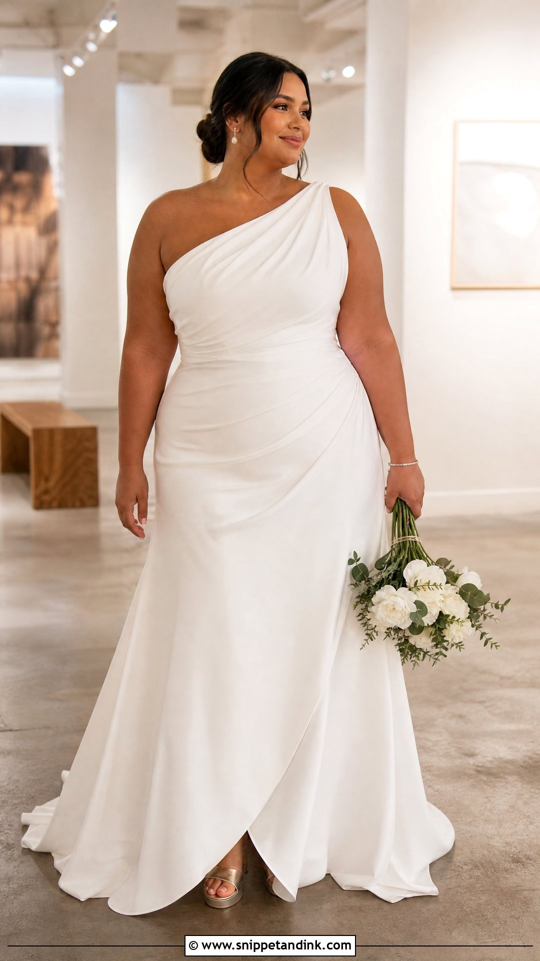 Plus Size One Shoulder Wedding Dress - Snippet and Ink - 20 Wedding Dresses for Curvy Brides Plus Size