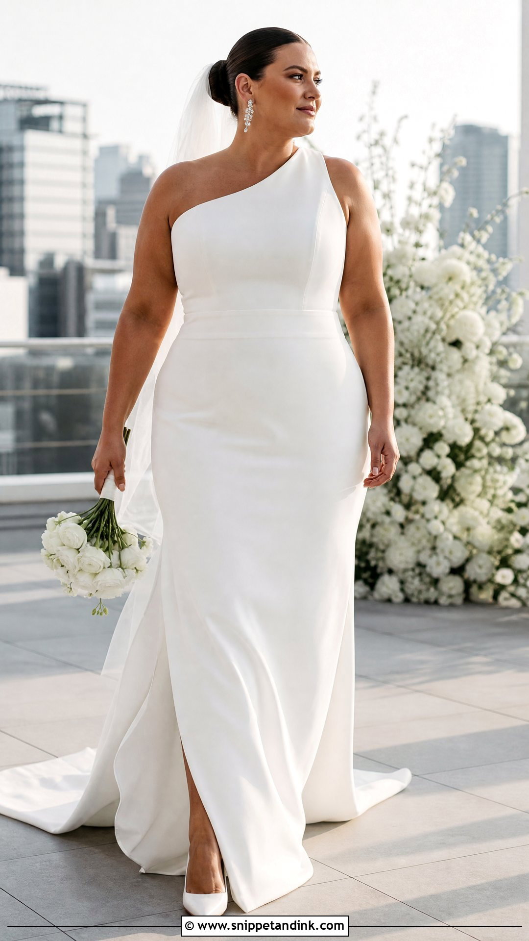 Plus Size One Shoulder Wedding Dress - Snippet and Ink - 20 Plus Size Simple Wedding Dress Ideas