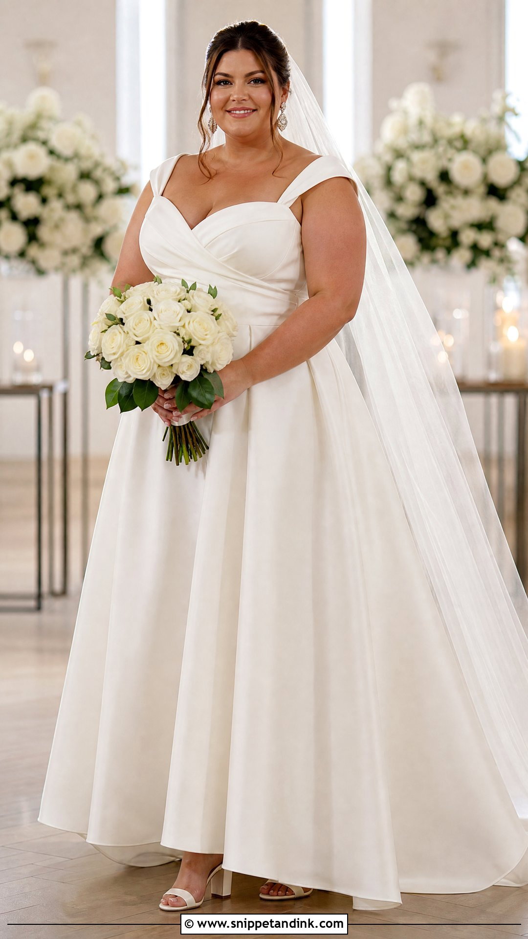 Plus Size Over the Shoulder Wedding Dress - Snippet and Ink - 20 Over the Shoulder Wedding Dress Ideas