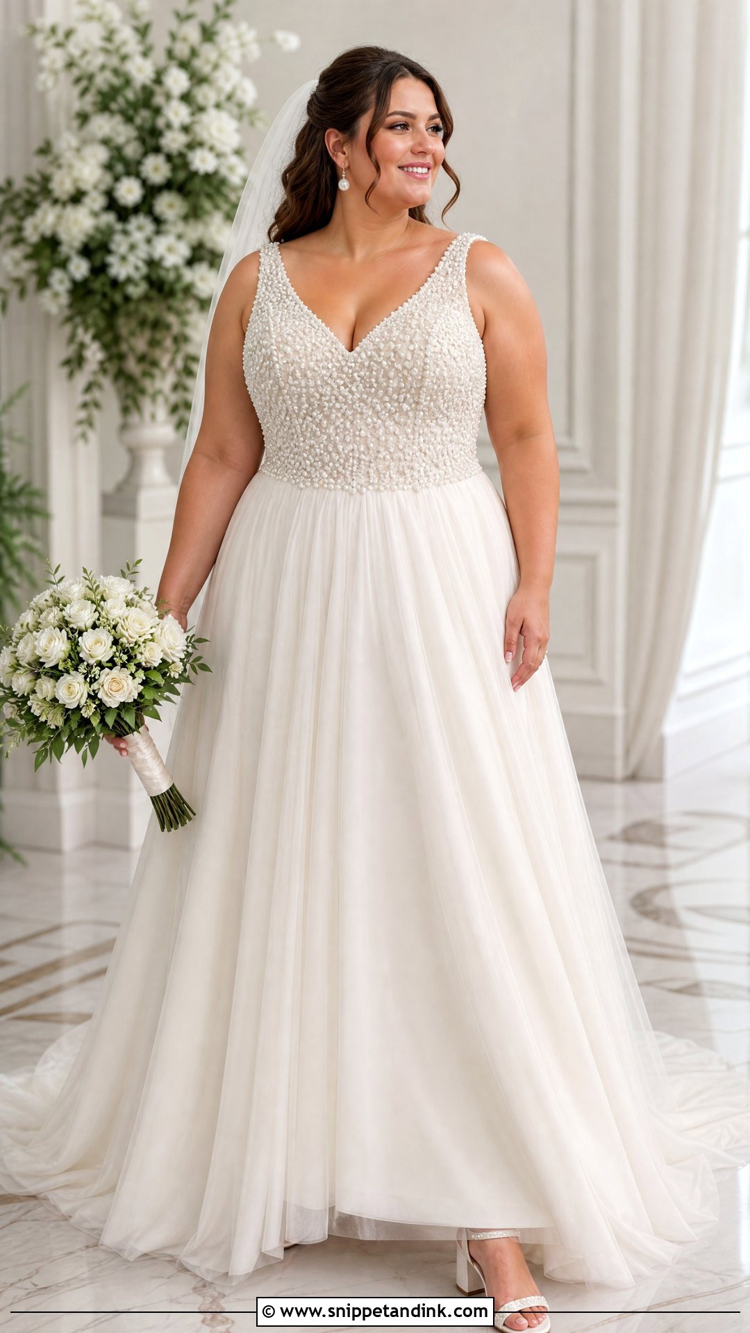 Plus Size Pearl Wedding Dress - Snippet and Ink - 20 Pearl Detail Wedding Dress Ideas