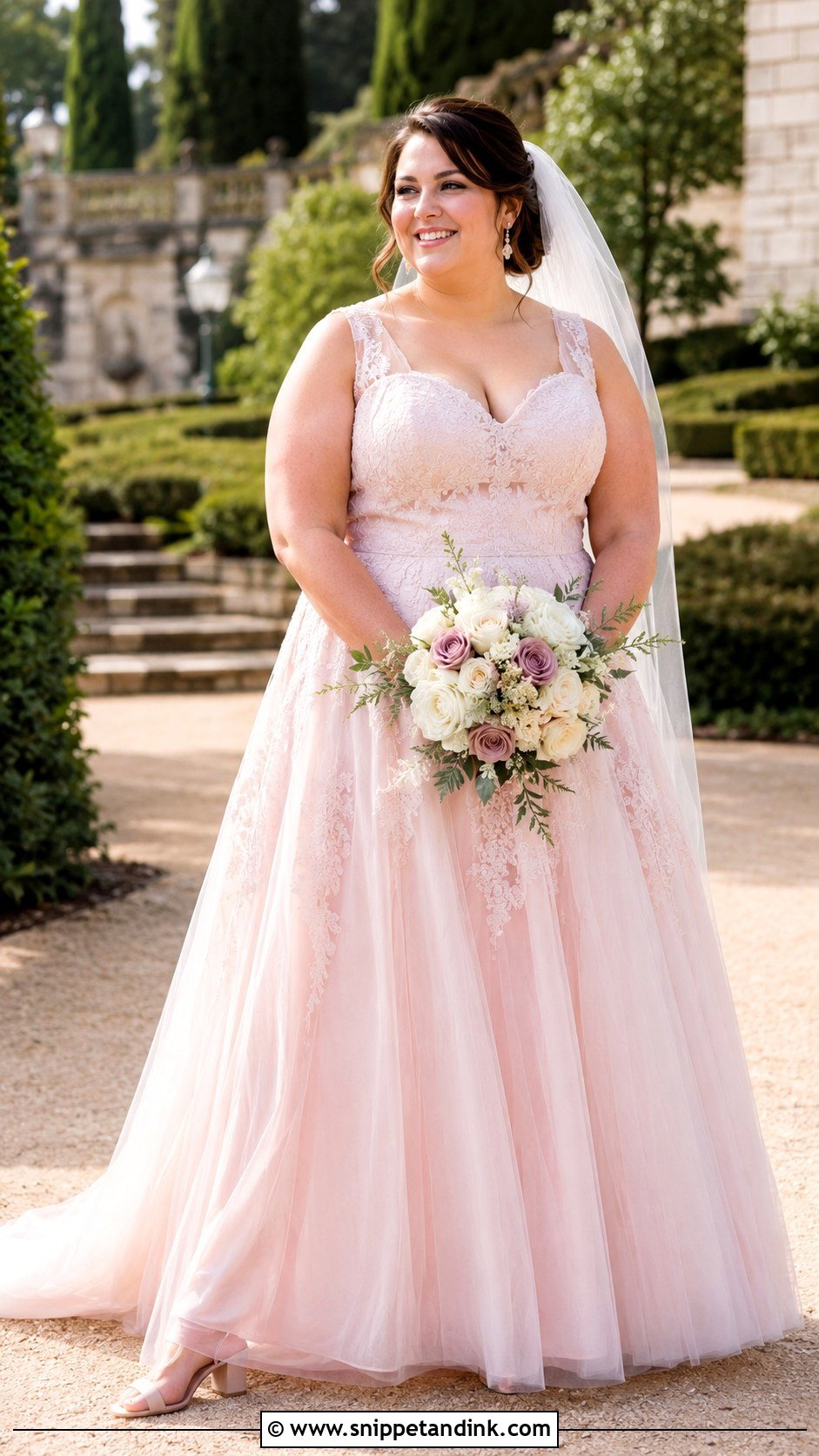 Plus Size Pink Bridal A Line Gown - Snippet and Ink - 20 Pink Bridal Ideas