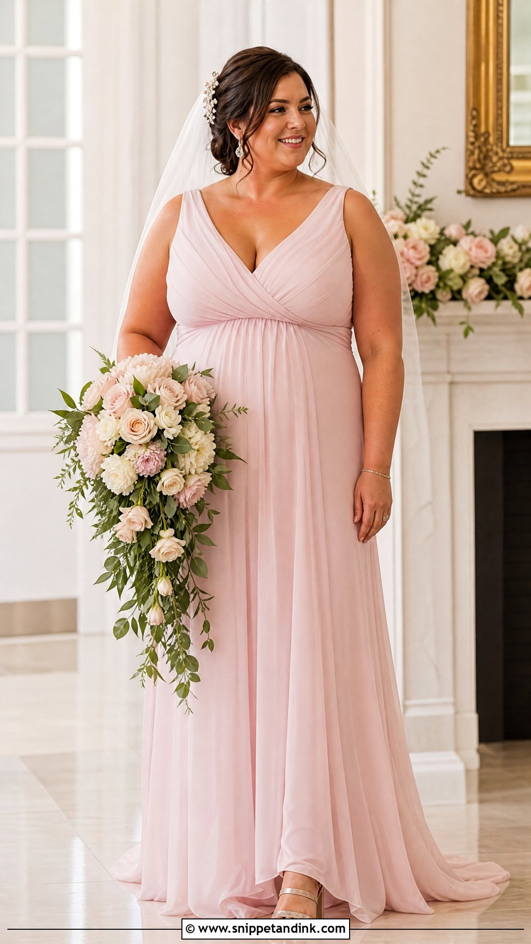 Plus Size Pink Empire Waist Bride Dress - Snippet and Ink - 20 Pink Bride Dress Ideas