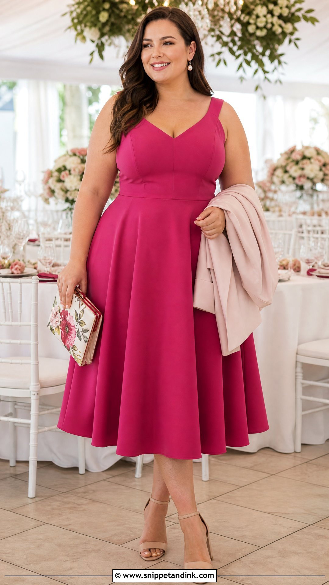 Plus Size Pink Fit And Flare Dress - Snippet and Ink - 20 Plus Size Party Dresses for Wedding