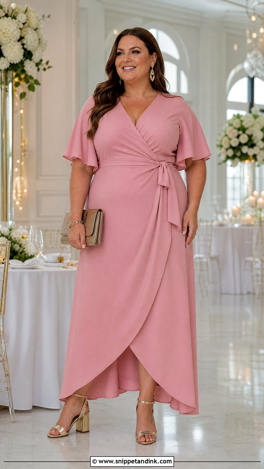 Plus Size Pink Wrap Gown - Snippet and Ink - 25 Pink Gown Ideas