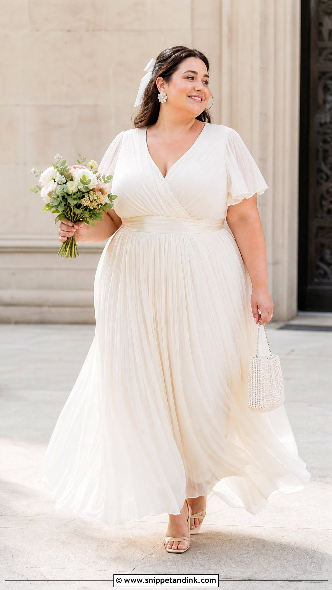 Plus Size Pleated Chiffon Civil Wedding Dress - Snippet and Ink - 20 Plus Size Civil Wedding Dress Ideas