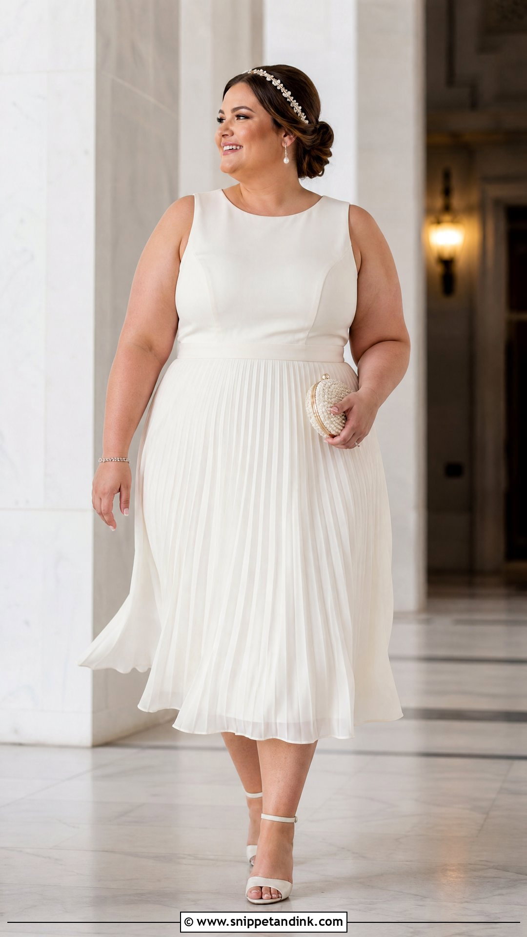 Plus Size Pleated Midi Civil Wedding Dress - Snippet and Ink - 25 Civil Wedding Dresses Plus Size