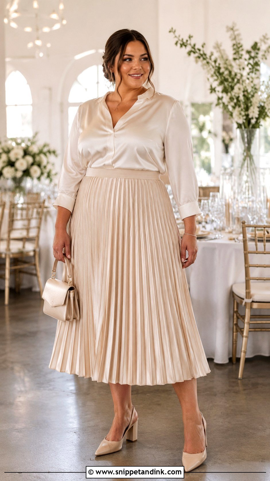 Plus Size Pleated Skirt Wedding Outfit - Snippet and Ink - 25 Plus Size Wedding Outfits