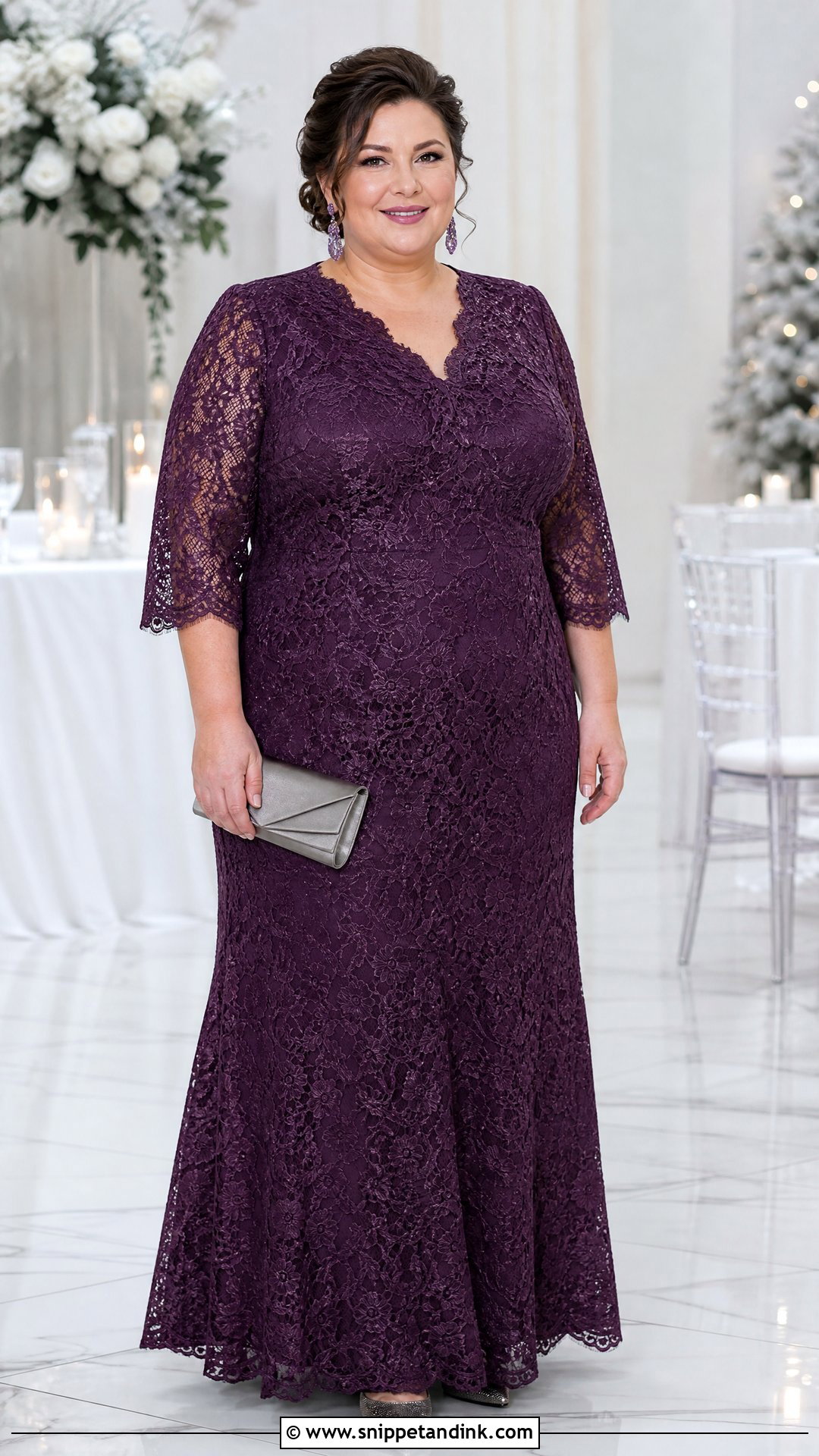 Plus Size Plum Lace Gown - Snippet and Ink - 20 Plus Size Gowns Formal Wedding Parties