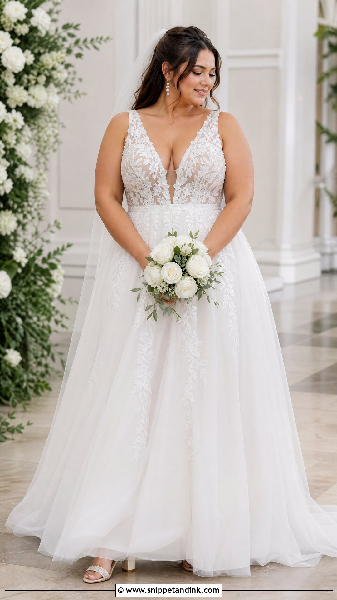Plus Size Plunge Neck Wedding Dress - Snippet and Ink - 20 Plunge Neck Wedding Dress Ideas