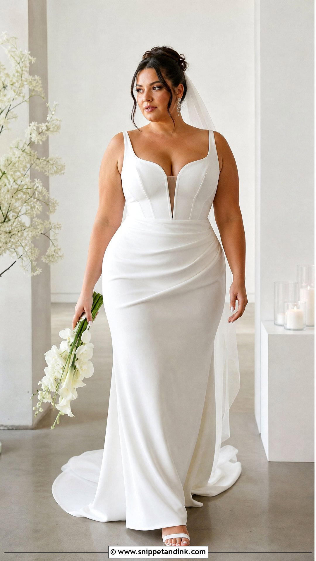 Plus Size Plunging Corset Wedding Dress - Snippet and Ink - 20 Plus Size Corset Wedding Dress Ideas