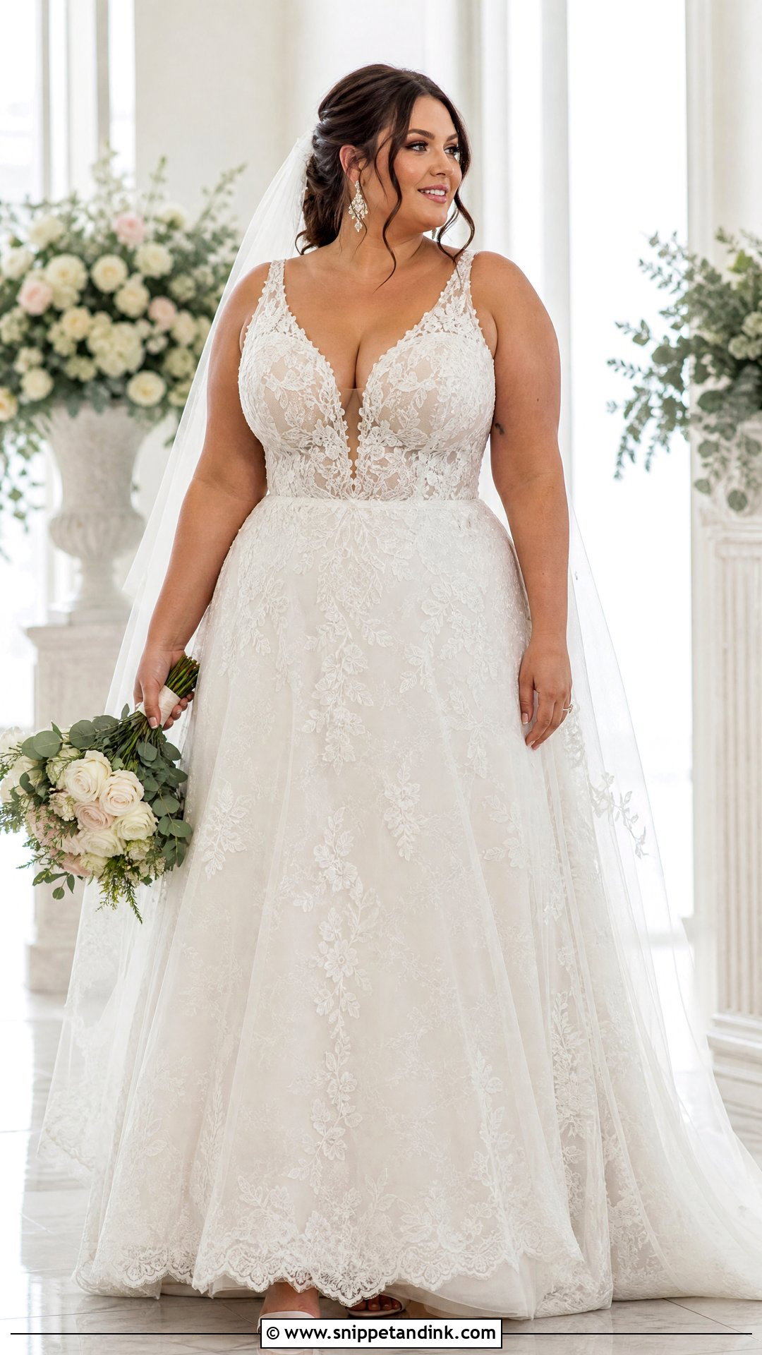 Plus Size Plunging Neckline Wedding Dress - Snippet and Ink - 20 Plunging Neckline Wedding Dress Ideas
