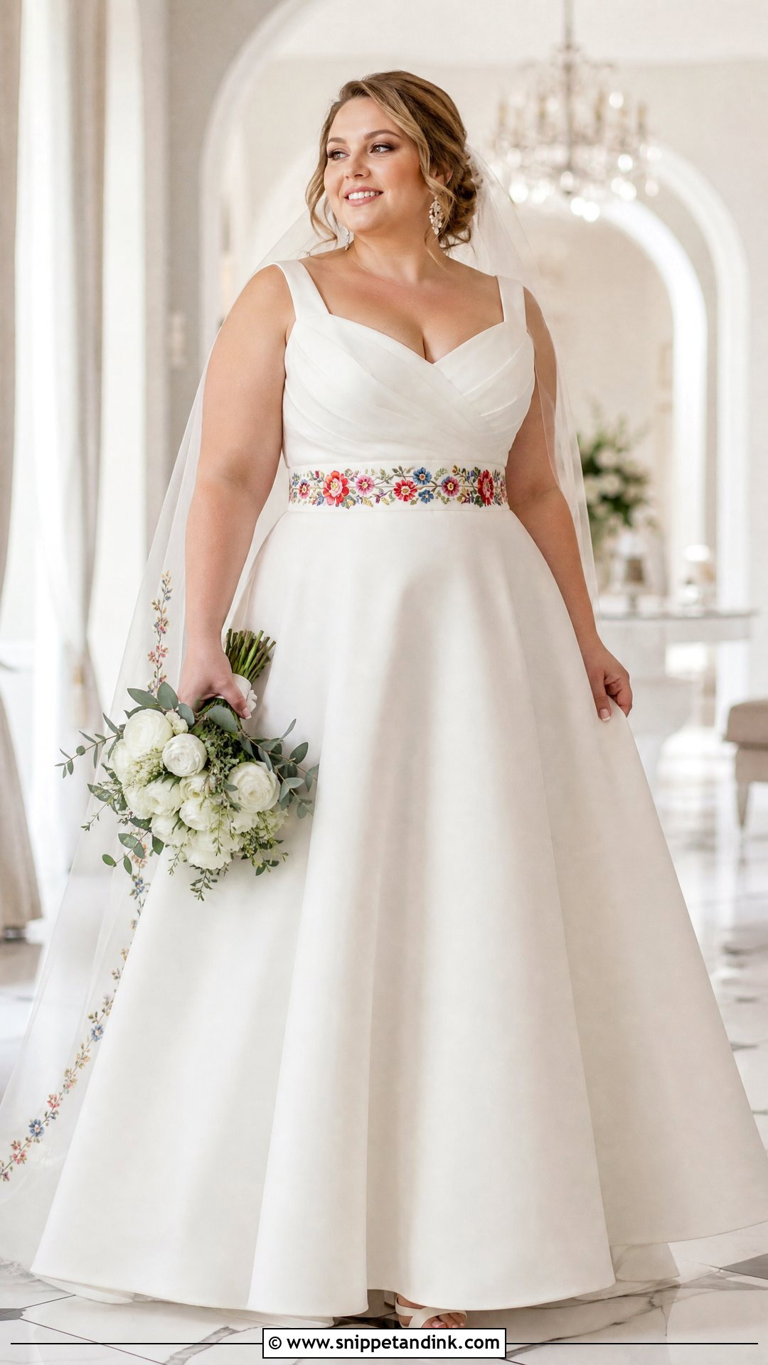 Plus Size Polish Wedding Dress With Embroidered Waist - Snippet and Ink - 20 Polish Wedding Dress Ideas