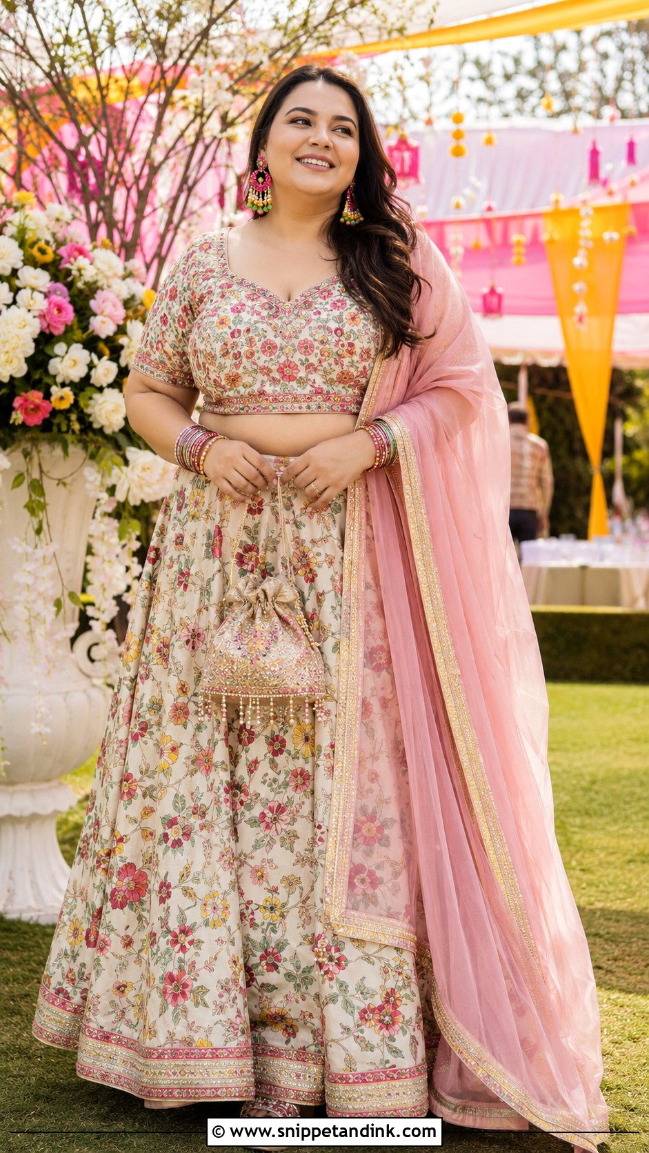 Plus Size Printed Lehenga for Wedding - Snippet and Ink - 30 Plus Size Indian Outfits for Wedding