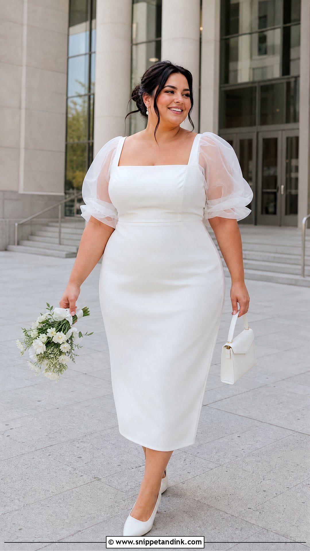 Plus Size Puff Sleeve Civil Wedding Dress - Snippet and Ink - 25 Civil Wedding Dresses Plus Size