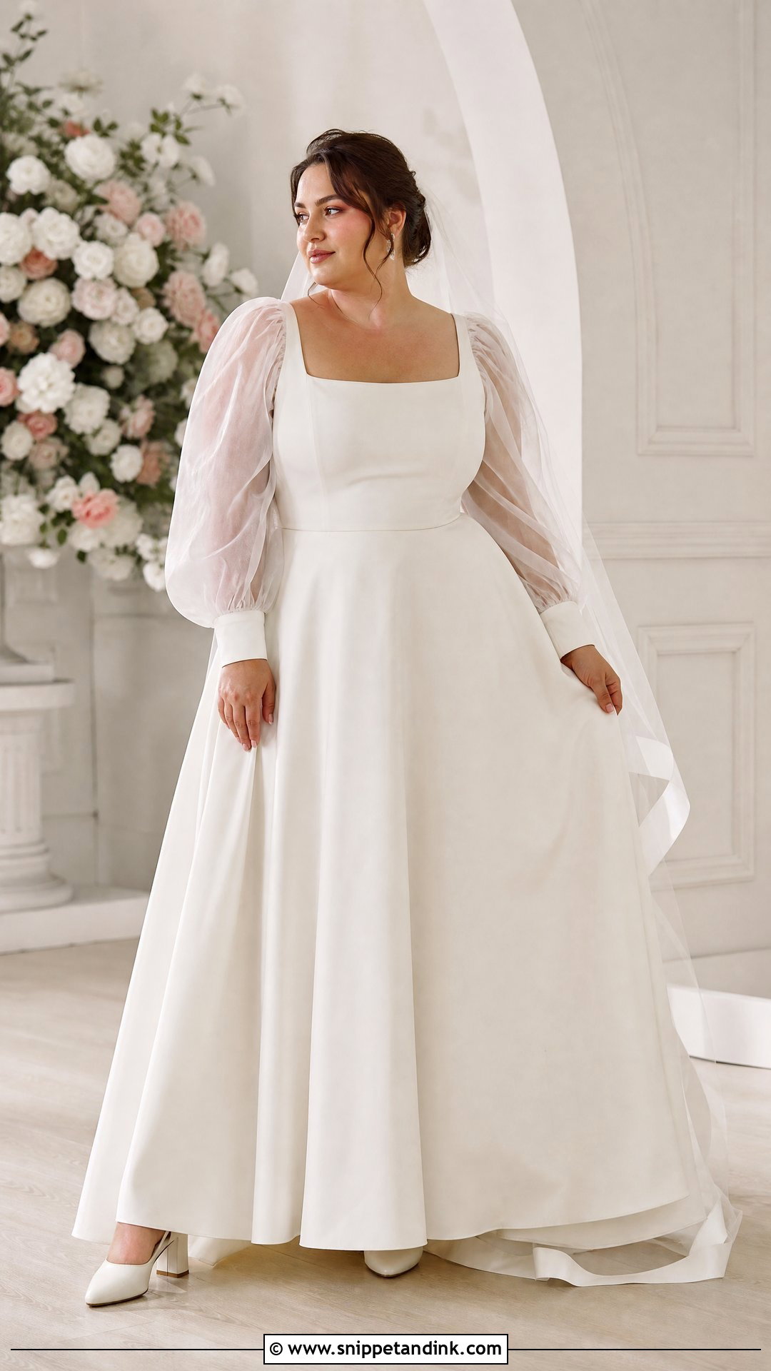 Plus Size Puff Sleeve Wedding Dress - Snippet and Ink - 20 Wedding Dresses for Curvy Brides Plus Size