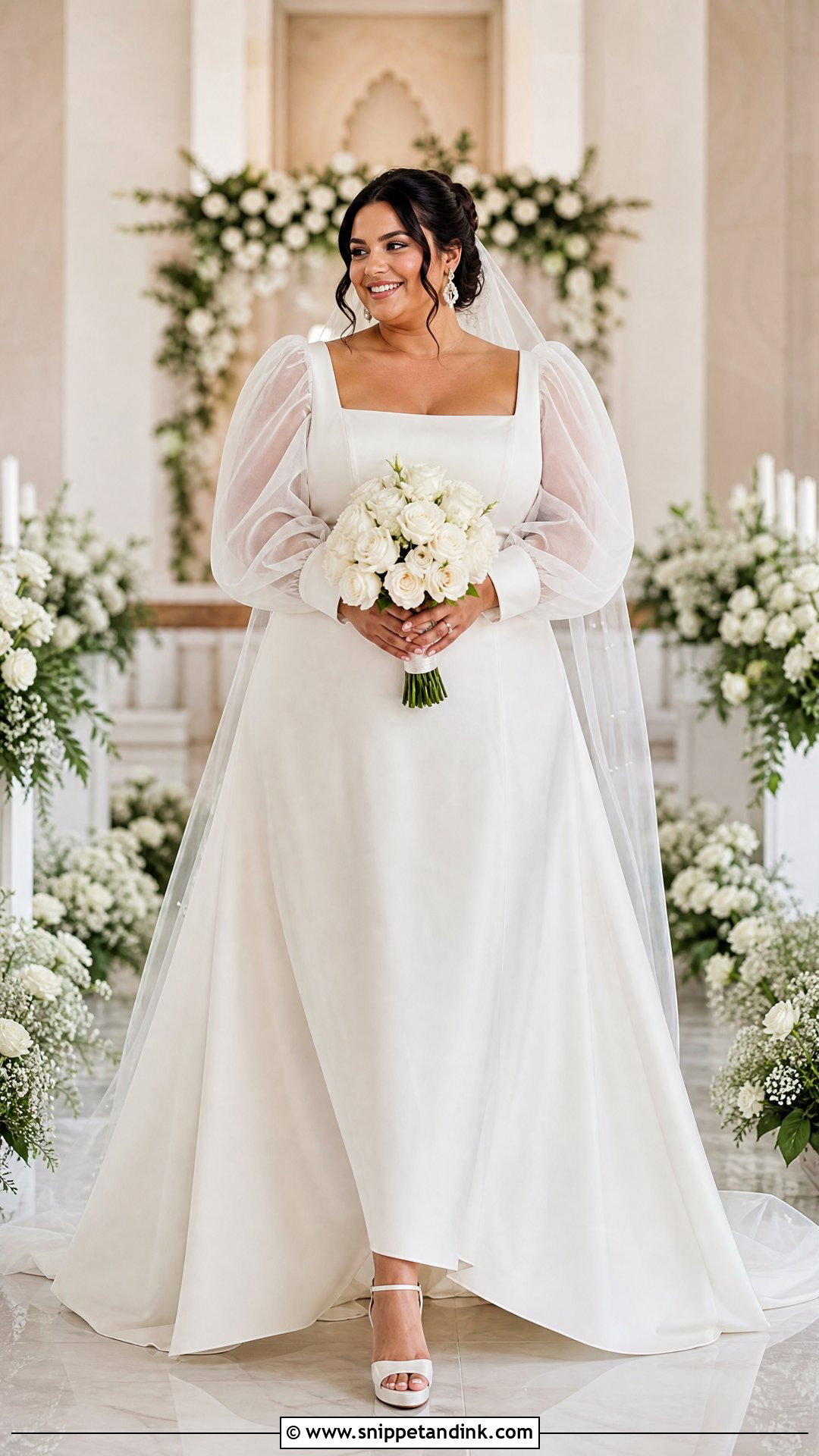 Plus Size Puffed Sleeve Wedding Dress - Snippet and Ink - 20 Puffed Sleeve Wedding Dress Ideas