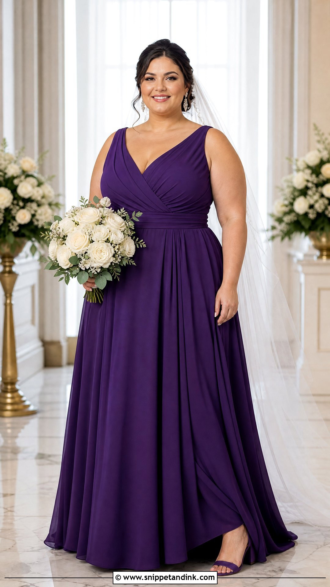 Plus Size Purple Wrap Bodice Wedding Dress - Snippet and Ink - 25 Purple Wedding Dresses