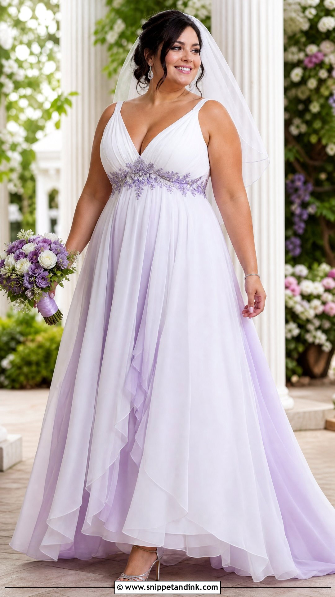 Plus Size Purple and White Empire Wedding Dress - Snippet and Ink - 25 Purple and White Wedding Dress Ideas