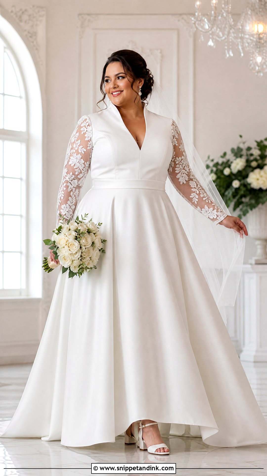 Plus Size Queen Anne A Line Wedding Dress - Snippet and Ink - 20 Queen Anne Wedding Dress Ideas