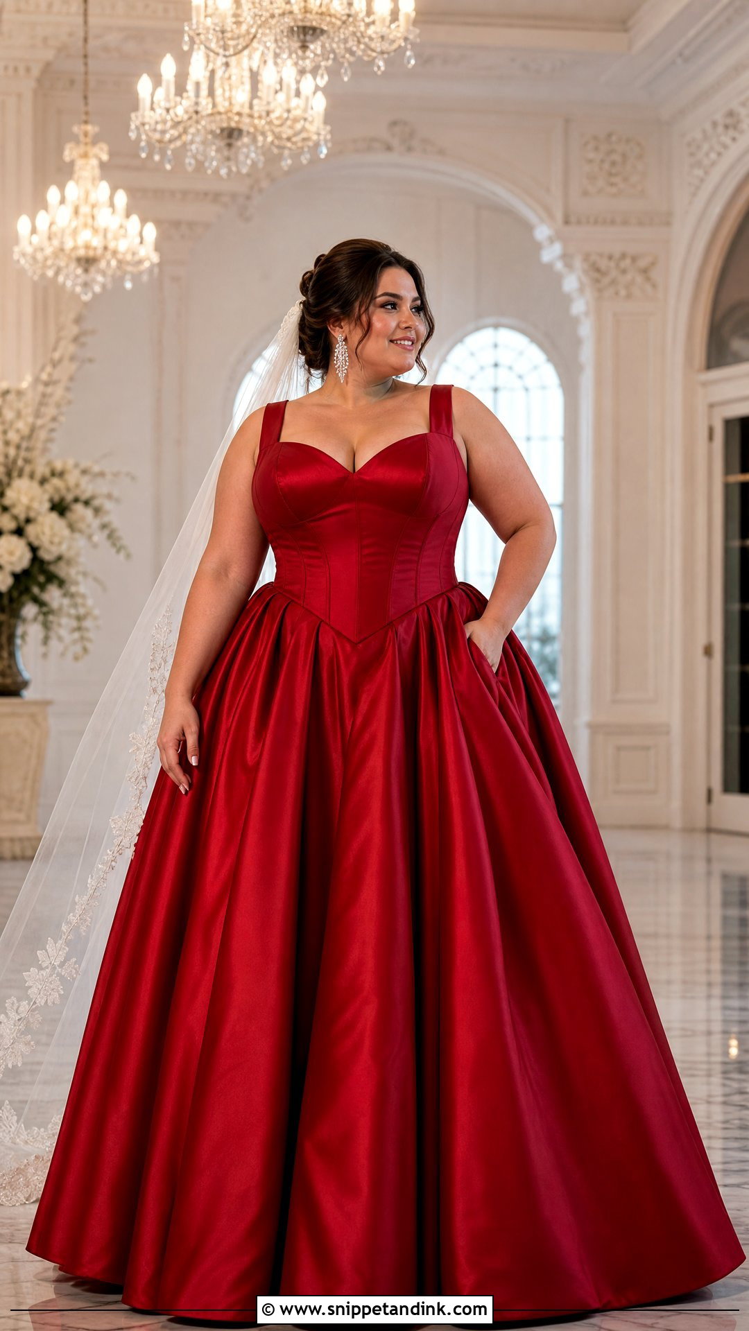 Plus Size Red Corset Ball Gown - Snippet and Ink - 20 Red Wedding Gown Ideas