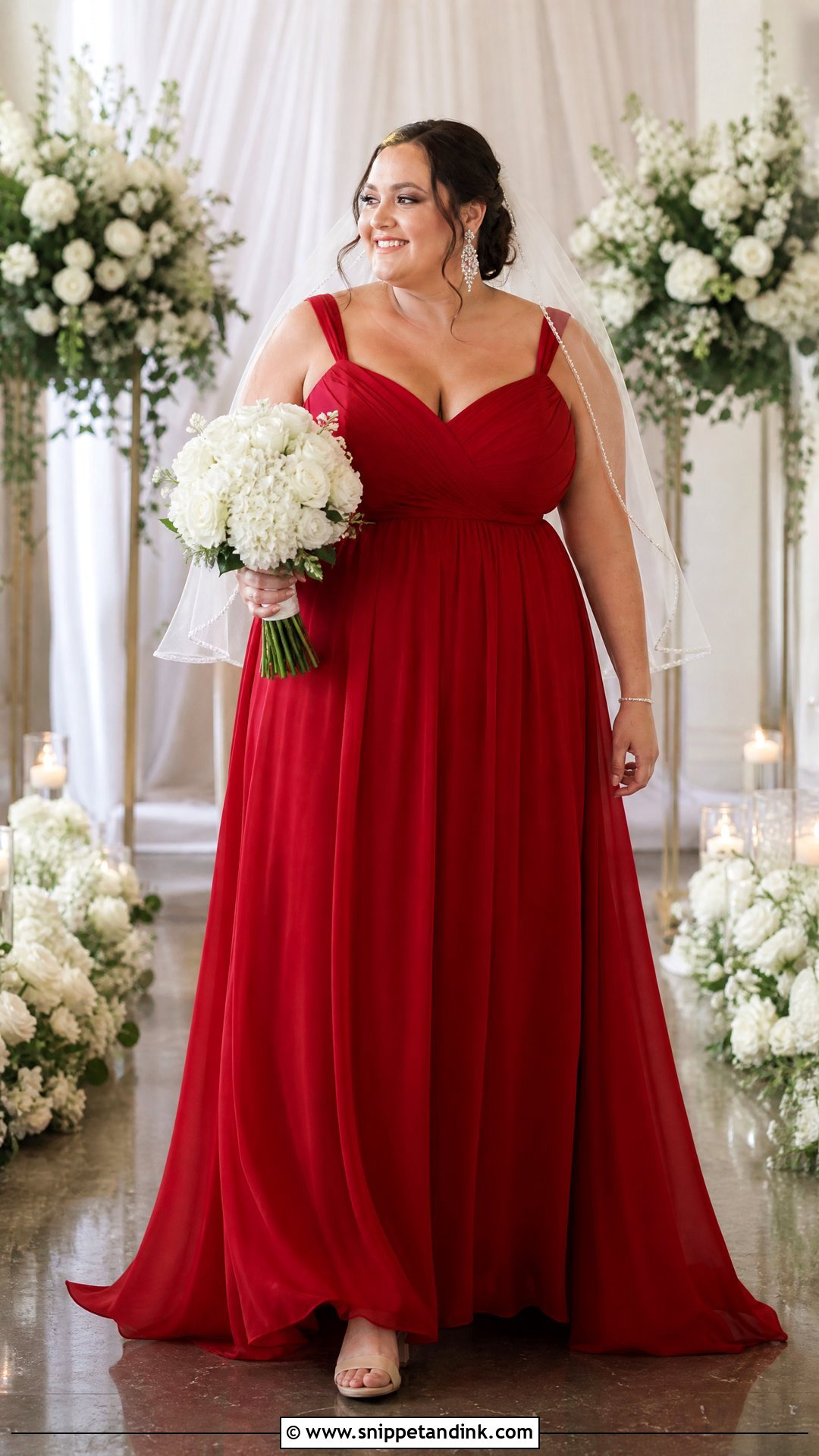 Plus Size Red Empire Waist Bridal Gown - Snippet and Ink - 20 Red Bridal Gown Ideas