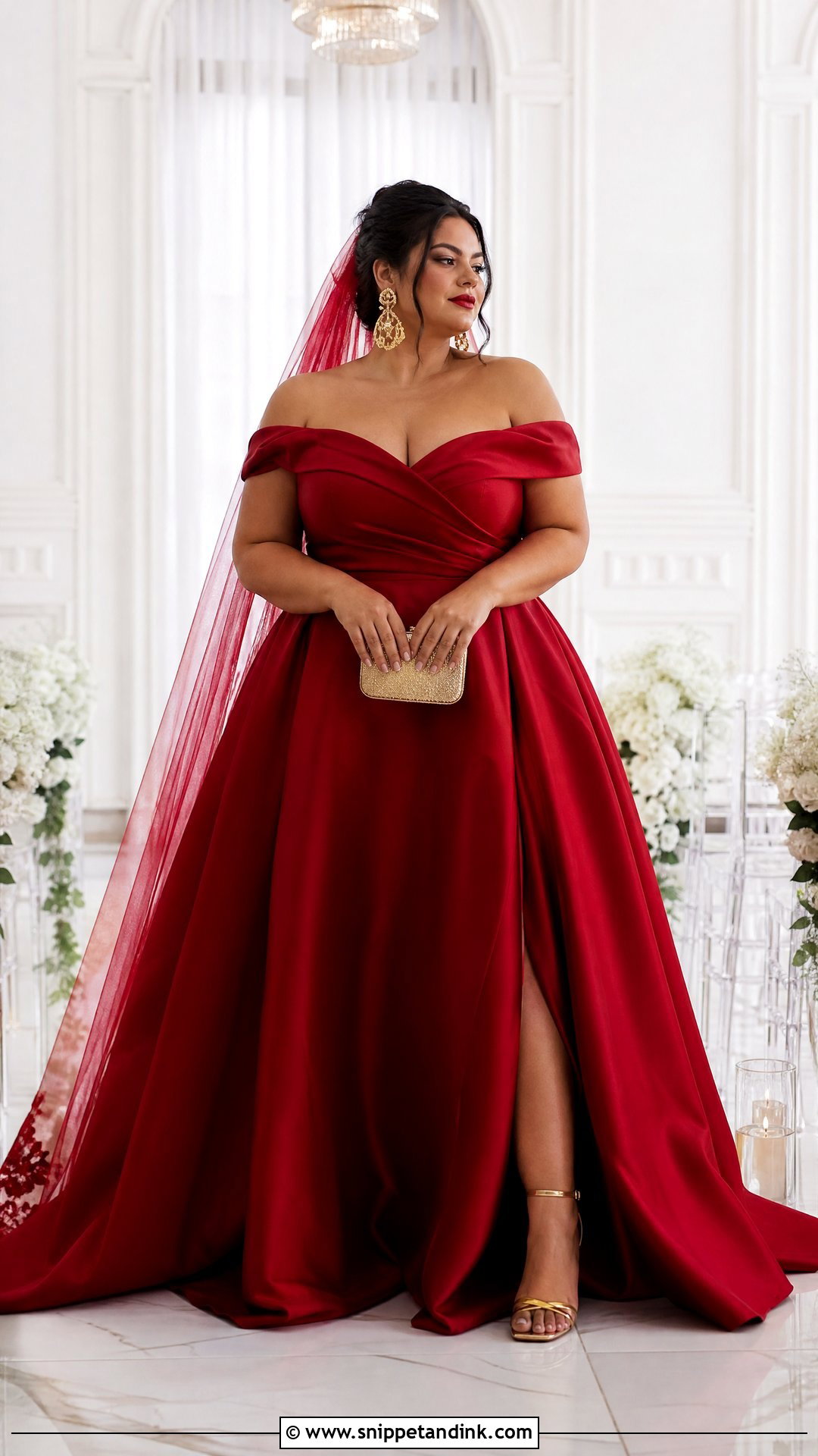 Plus Size Red Off Shoulder Wedding Dress - Snippet and Ink - 20 Non Traditional Wedding Dress Plus Size Ideas