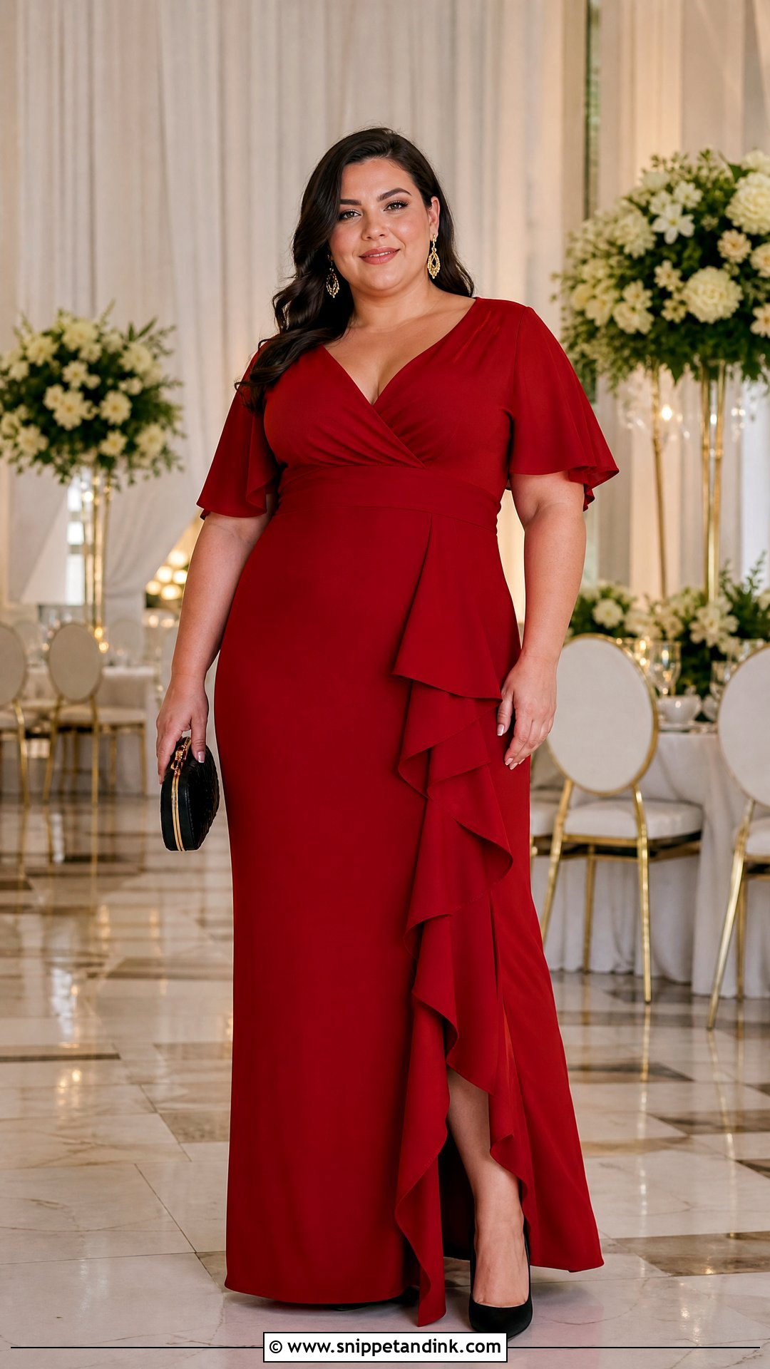 Plus Size Red Ruffle Gown - Snippet and Ink - 20 Plus Size Gowns Formal Wedding Parties