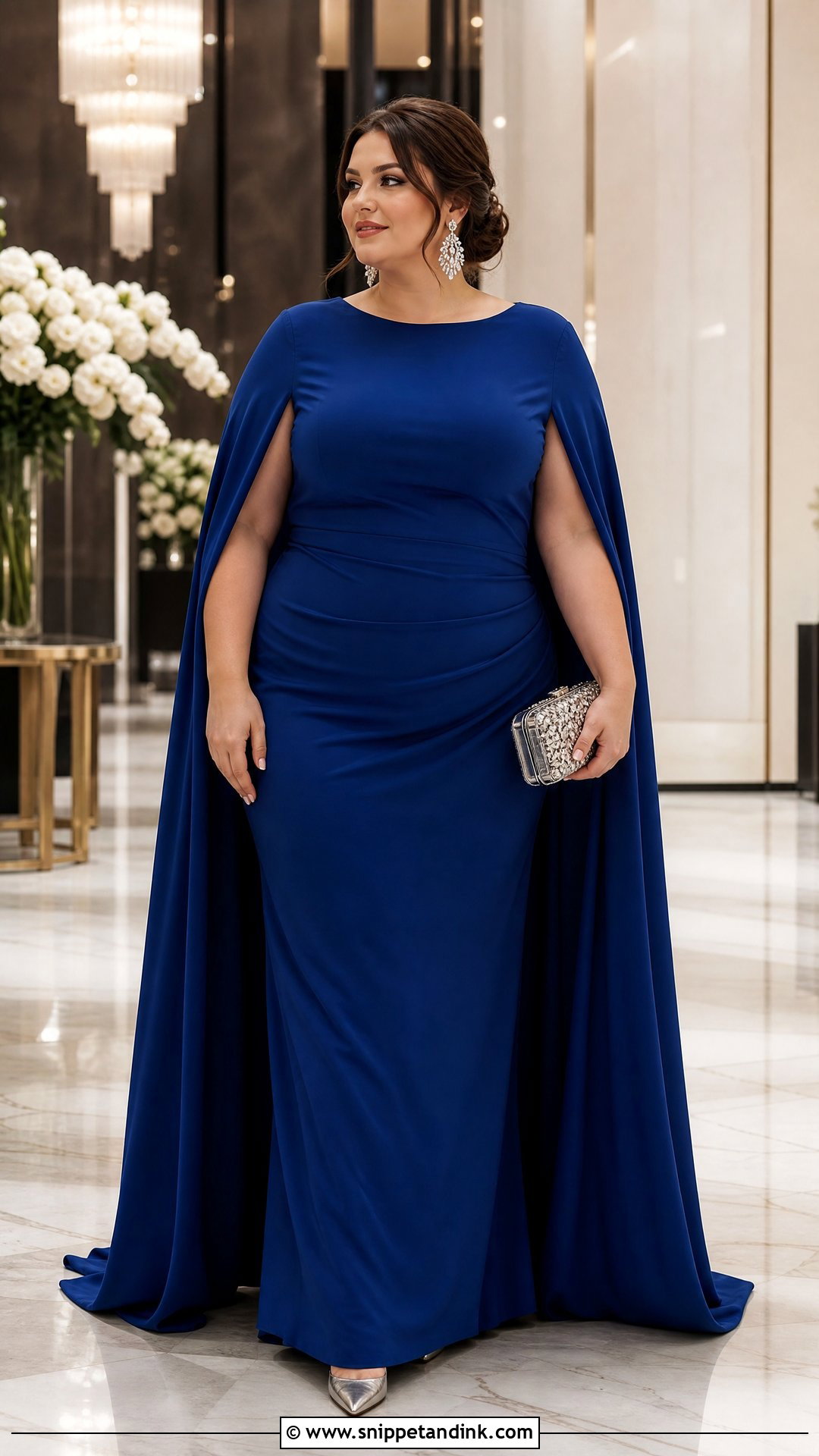 Plus Size Royal Blue Cape Gown - Snippet and Ink - 20 Plus Size Gowns Formal Wedding Parties